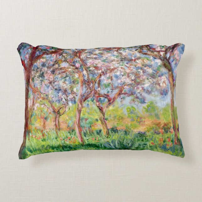 Claude Monet | Printemps a Giverny Decorative Pillow (Front)
