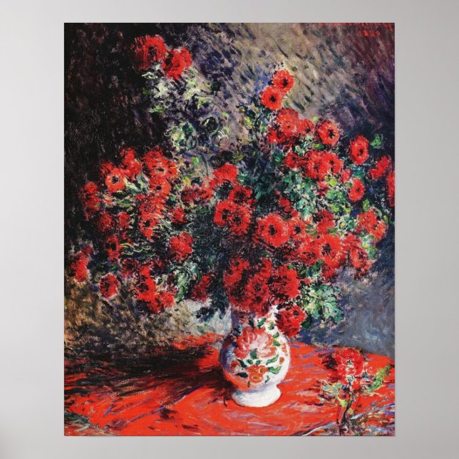 Claude Monet_Red Chrysanthemums Fleurs - Poster (Devant)
