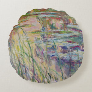 Claude Monet   Reflections on the Water, 1917 Round Pillow