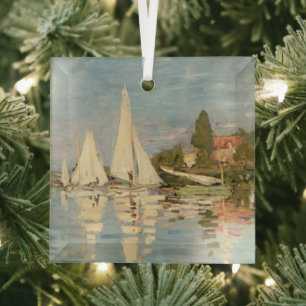 Claude Monet Regatta at Argenteuil, c.1872 Glass Ornament