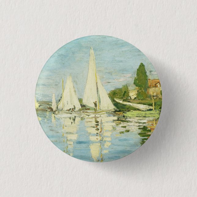 Claude Monet. Regattas at Argenteuil   1 Inch Round Button (Front)