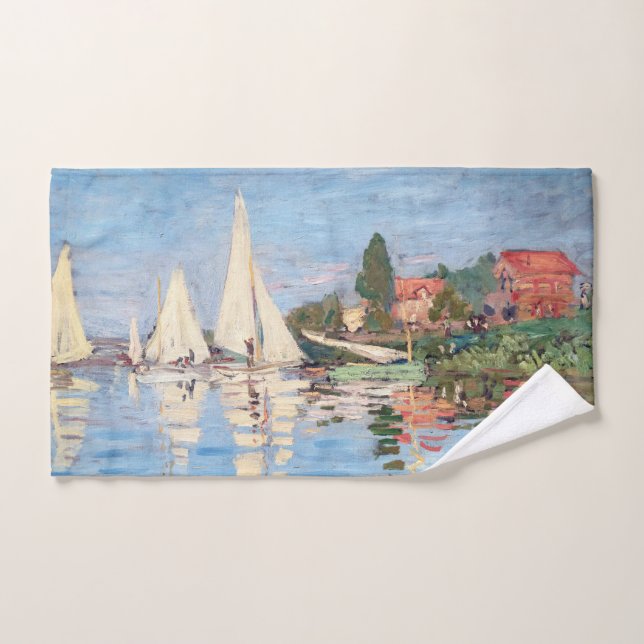 Claude Monet - Regattas at Argenteuil Bath Towel Set (Hand Towel)