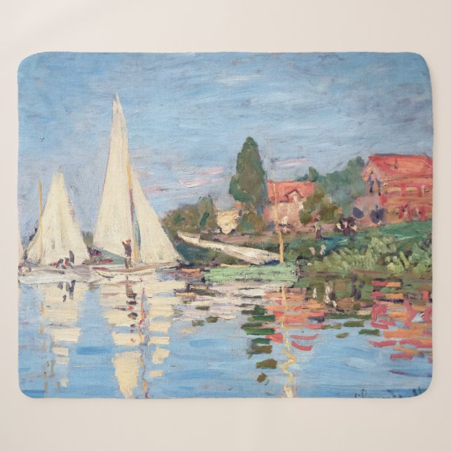 Claude Monet - Regattas at Argenteuil Sherpa Blanket (Front (Horizontal))