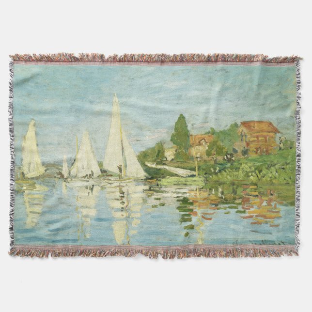 Claude Monet. Regattas at Argenteuil Throw Blanket (Front)