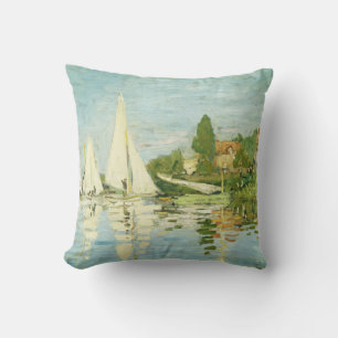 Claude Monet. Regattas at Argenteuil  Throw Pillow