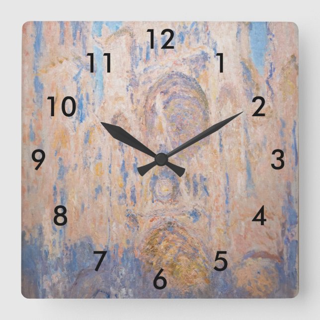 Claude Monet - Rouen Cathedral at sunset Square Wall Clock (Front)