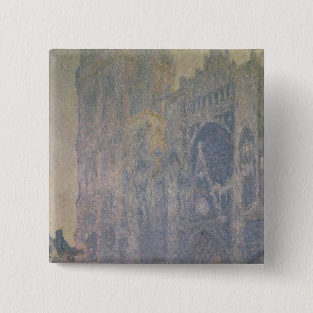 Claude Monet | Rouen Cathedral, Harmony in White 2 Inch Square Button (Front)