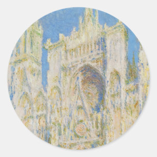 Claude Monet Rouen Cathedral Portal Morning Light Classic Round Sticker