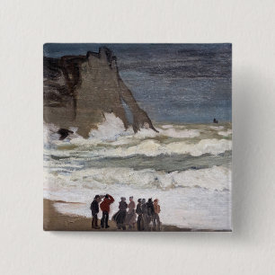 Claude Monet - Rough Sea at Etretat 2 Inch Square Button