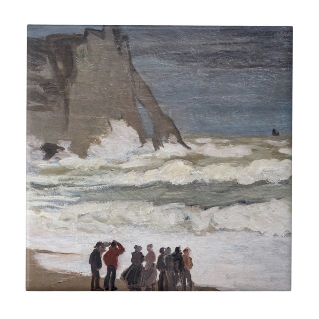 Claude Monet - Rough Sea at Etretat Tile (Front)