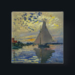 Claude Monet - Sailboat at Le Petit-Gennevilliers 2 Inch Square Button<br><div class="desc">Sailboat at Le Petit-Gennevilliers / Voilier au Petit-Gennevilliers - Claude Monet,  1874</div>