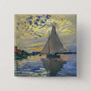 Claude Monet - Sailboat at Le Petit-Gennevilliers 2 Inch Square Button