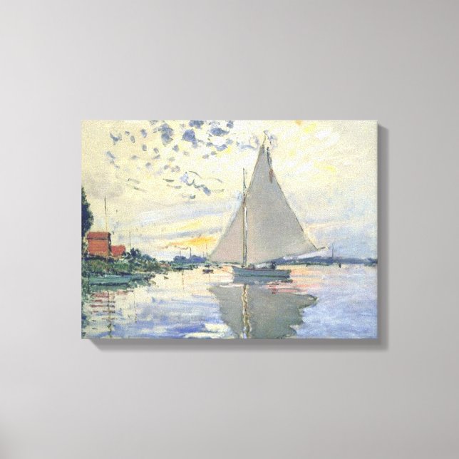 Claude Monet - Sailboat At Le Petit Gennevilliers Canvas Print (Front)