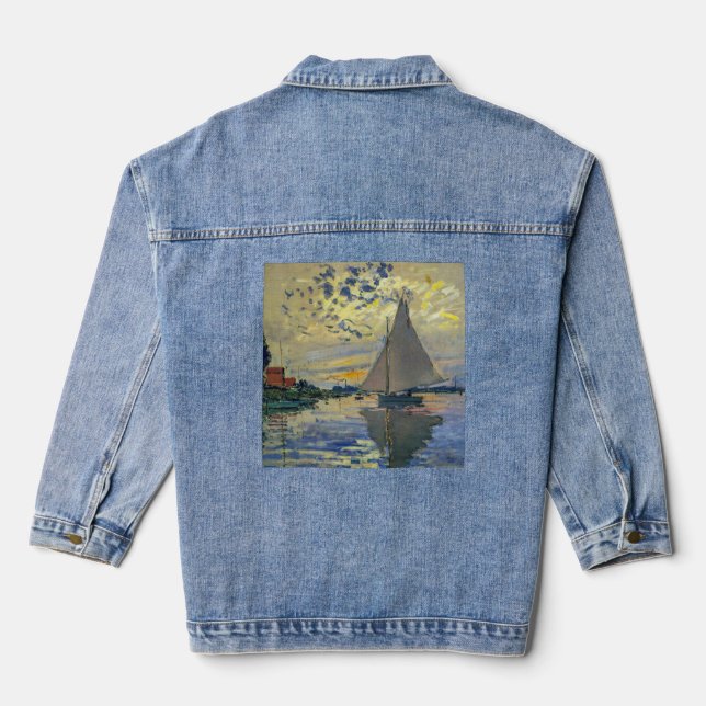 Claude Monet - Sailboat at Le Petit-Gennevilliers Denim Jacket (Back)