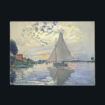 Claude Monet - Sailboat At Le Petit Gennevilliers Doormat<br><div class="desc">Claude Monet - Sailboat At Le Petit Gennevilliers</div>