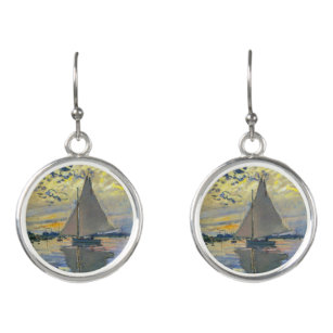 Claude Monet - Sailboat at Le Petit-Gennevilliers Earrings