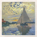 Claude Monet - Sailboat at Le Petit-Gennevilliers Glass Coaster<br><div class="desc">Sailboat at Le Petit-Gennevilliers / Voilier au Petit-Gennevilliers - Claude Monet,  1874</div>