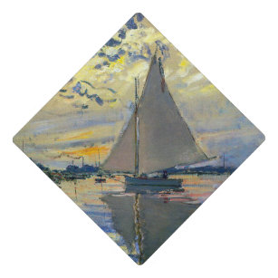 Claude Monet - Sailboat at Le Petit-Gennevilliers Graduation Cap Topper
