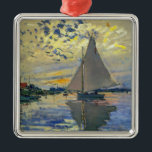 Claude Monet - Sailboat at Le Petit-Gennevilliers Metal Ornament<br><div class="desc">Sailboat at Le Petit-Gennevilliers / Voilier au Petit-Gennevilliers - Claude Monet,  1874</div>