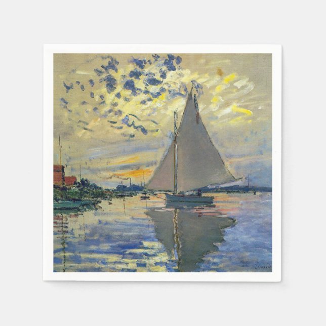 Claude Monet - Sailboat at Le Petit-Gennevilliers Napkin (Front)