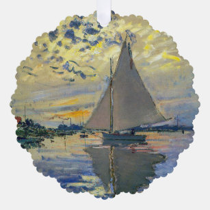 Claude Monet - Sailboat at Le Petit-Gennevilliers Ornament Card