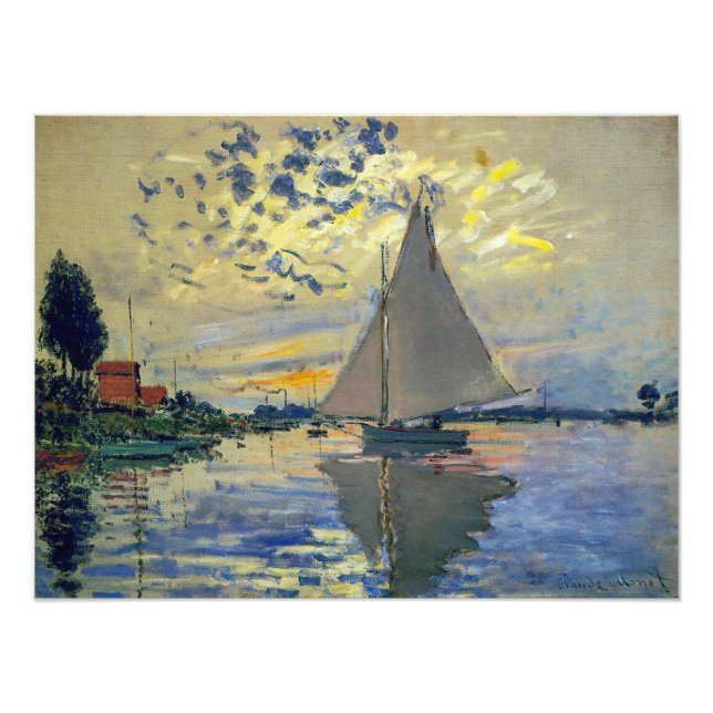 Claude Monet - Sailboat at Le Petit-Gennevilliers Photo Print (Front)