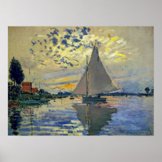 Claude Monet - Sailboat at Le Petit-Gennevilliers Poster