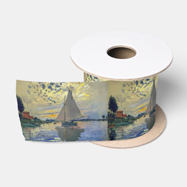 Claude Monet - Sailboat at Le Petit-Gennevilliers Satin Ribbon (Spool)