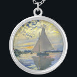 Claude Monet - Sailboat at Le Petit-Gennevilliers Silver Plated Necklace<br><div class="desc">Sailboat at Le Petit-Gennevilliers / Voilier au Petit-Gennevilliers - Claude Monet,  1874</div>