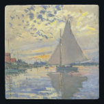 Claude Monet - Sailboat at Le Petit-Gennevilliers Stone Coaster<br><div class="desc">Sailboat at Le Petit-Gennevilliers / Voilier au Petit-Gennevilliers - Claude Monet,  1874</div>