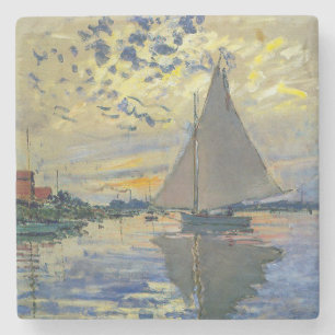 Claude Monet - Sailboat at Le Petit-Gennevilliers Stone Coaster