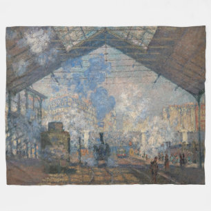 Claude Monet - Saint-Lazare Station exterior view Fleece Blanket