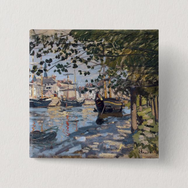 Claude Monet | Seine at Rouen, 1872 2 Inch Square Button (Front)