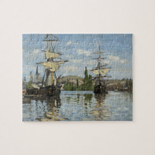 Claude Monet Ships on the Seine River Travel Art Jigsaw Puzzle