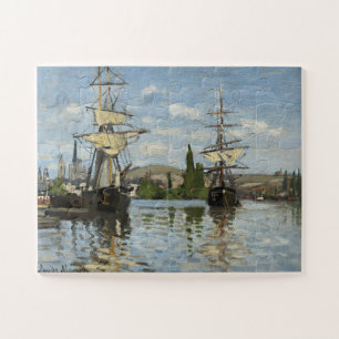 Claude Monet Ships on the Seine River Travel Art Jigsaw Puzzle