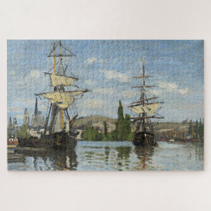 Claude Monet Ships on the Seine River Travel Art Jigsaw Puzzle