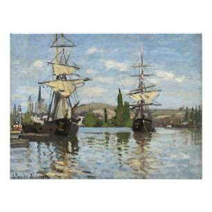 Claude Monet Ships on the Seine River Travel Art Photo Print