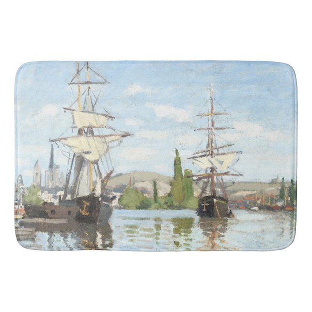 Claude Monet. Ships Riding on the Seine at Rouen Bath Mat (Front)