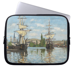 Claude Monet Ships Riding on the Seine at Rouen Laptop Sleeve