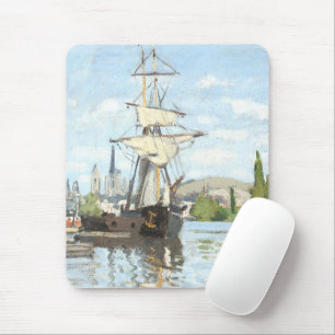 Claude Monet. Ships Riding on the Seine at Rouen Mouse Pad