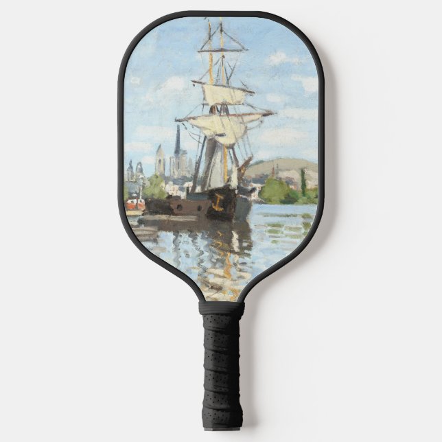 Claude Monet. Ships Riding on the Seine at Rouen Pickleball Paddle (Front)