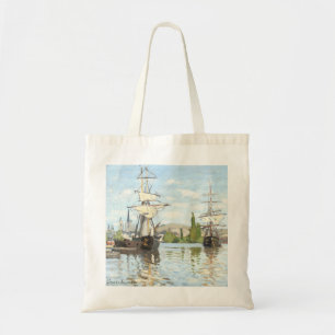 Claude Monet. Ships Riding on the Seine at Rouen Tote Bag