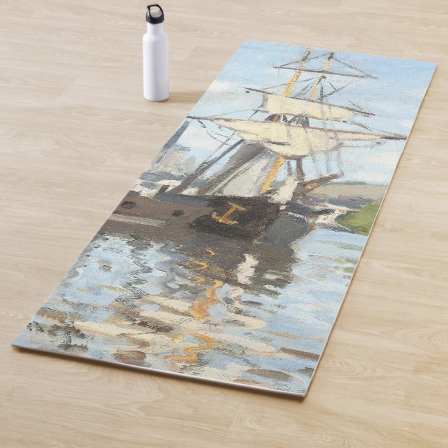 Claude Monet. Ships Riding on the Seine at Rouen Yoga Mat (In Situ)
