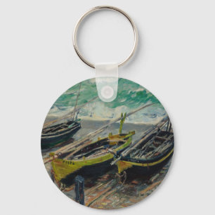 Claude Monet Sky Clouds Boats Ships Sea Ocean Keychain