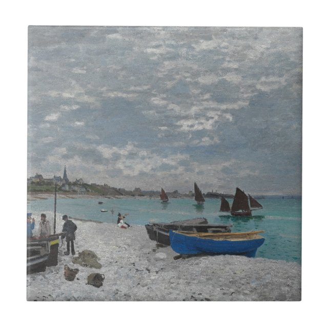 Claude Monet Sky Clouds Boats Ships Sea Ocean Tile (Front)