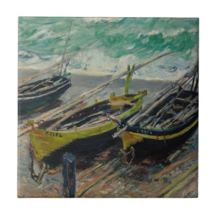 Claude Monet Sky Clouds Boats Ships Sea Ocean Tile