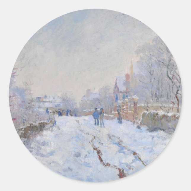 Claude Monet // Snow at Argenteuil Classic Round Sticker (Front)