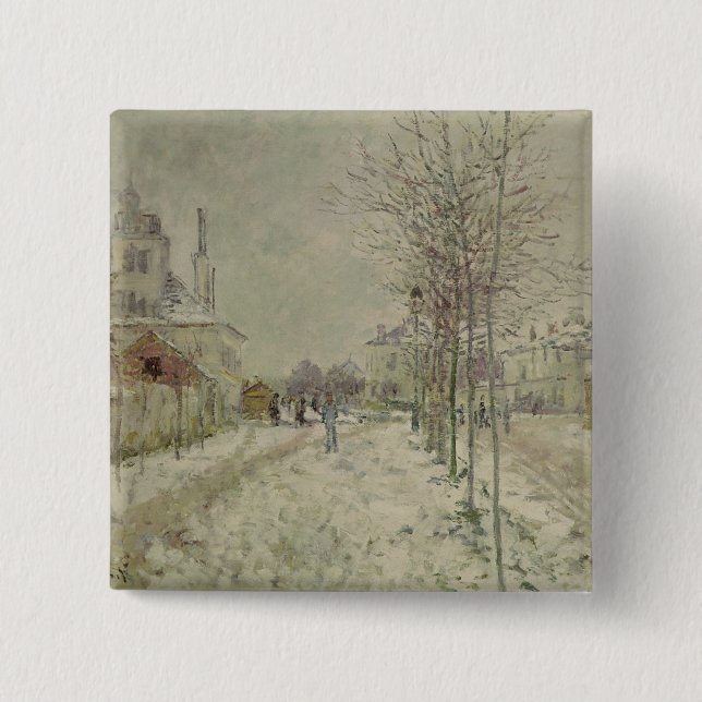 Claude Monet | Snow Effect 2 Inch Square Button (Front)