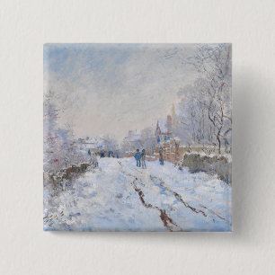 Claude Monet - Snow Scene at Argenteuil 2 Inch Square Button