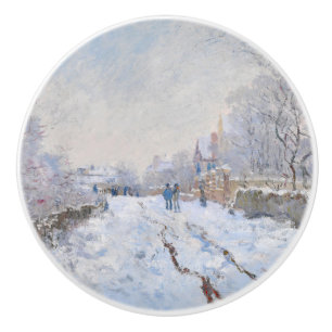 Claude Monet - Snow Scene at Argenteuil Ceramic Knob